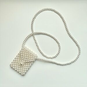 Zara White Mini Bag with Pearl Accents